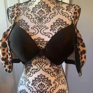 Victoria's Secret Black and Leopard Print Bra